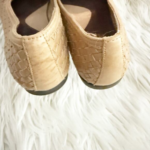 WHAT'S WHAT x AEROSOLES | Tan Woven Leather Square Toe Flats Mary Janes | Size 7 - Picture 3 of 8